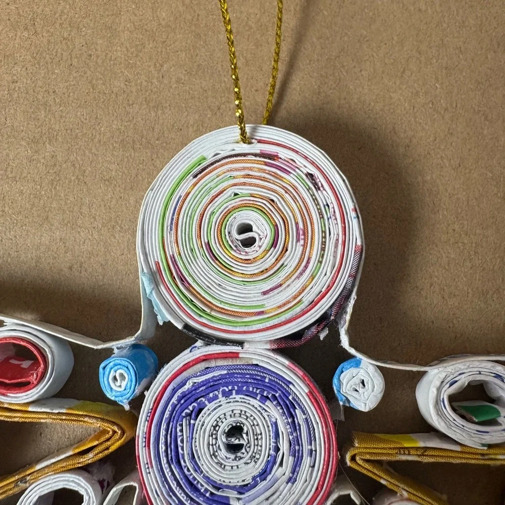 Handmade Quilled Paper Angel Ornament Holiday Recycled Sustainable Folk Art‎